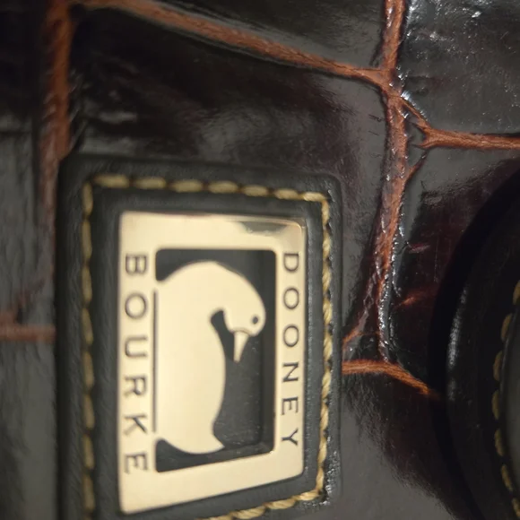 Dooney & Bourke Brown Croc-Embossed Leather Bag - Picture 5 of 12